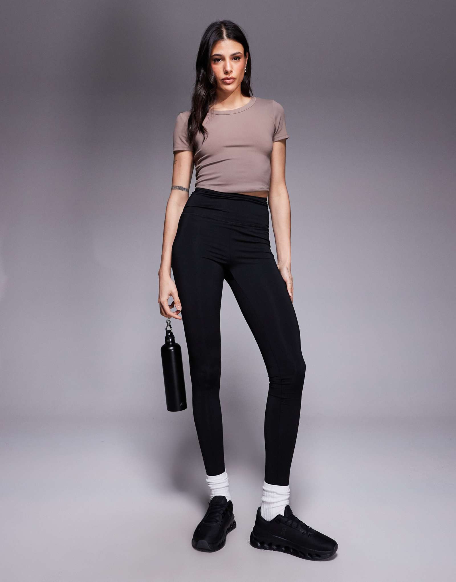 4505 Черные леггинсы для бега Tall Icon thermal с завышенной талией