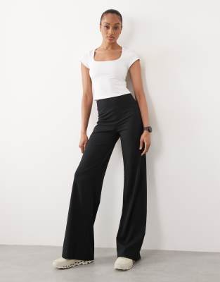 Tall - Icon - Weiche Tanzhose in Schwarz mit weitem Bein und hohem Bund Schwarz 42