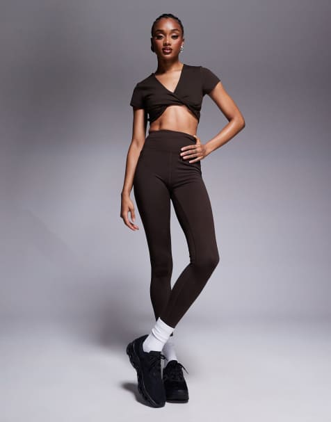 4505 Tall – Icon – Weiche Yoga-Leggings in Schokobraun - view 1