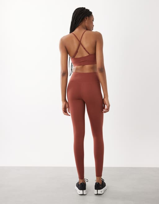4505 Tall - Icon - Zachte yogalegging met hoge taille in amber bruin, 3 van 5