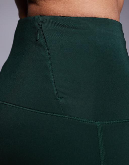 4505 Tall - Leggings a vita alta da corsa verde lichene con tasca per cellulare con zip, 3 di 5