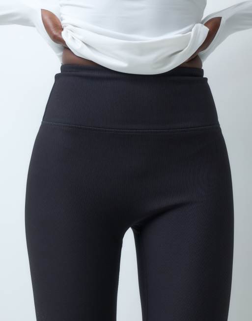 4505 Tall leggings da sci termici a costine con interno in pile, neri, 4 di 5