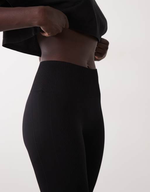 4505 Tall leggings de sport gainants sans coutures taille haute en noir, 4 de 5
