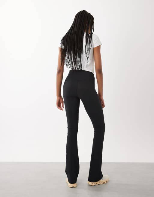 4505 Tall micro rib wrap waist slim kick yoga leggings in black, 2 of 5