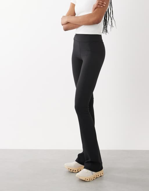 4505 Tall micro rib wrap waist slim kick yoga leggings in black, 3 of 5