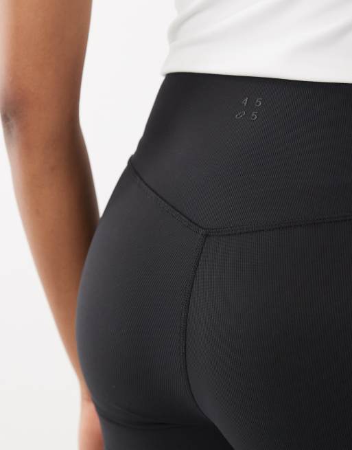 4505 Tall micro rib wrap waist slim kick yoga leggings in black, 4 of 5
