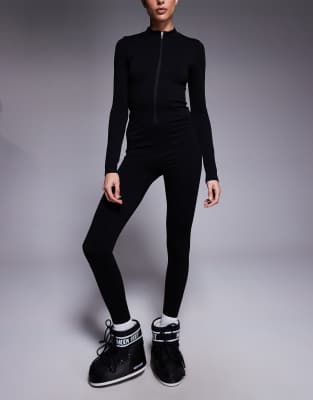 4505 Tall - Nahtloses All-in-One-Design in Schwarz mit Reißverschluss vorne