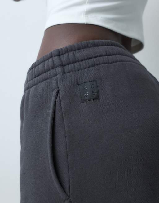 4505 Tall Rest Day 400gsm heavyweight cotton wide leg joggers in charcoal, 5 of 5