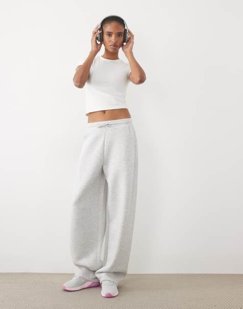 4505 Tall Rest Day barrel leg joggers in scuba-style fabric in grey marl - view 1