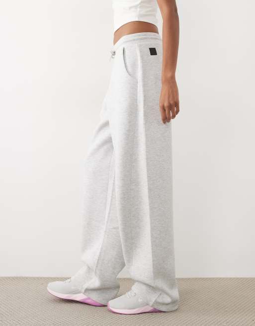 4505 Tall Rest Day barrel leg trackies in scuba-style fabric in grey marl, 3 of 5
