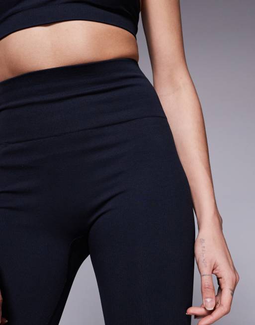 4505 Tall seamless baby rib high waist gym leggings in black, 3 of 5
