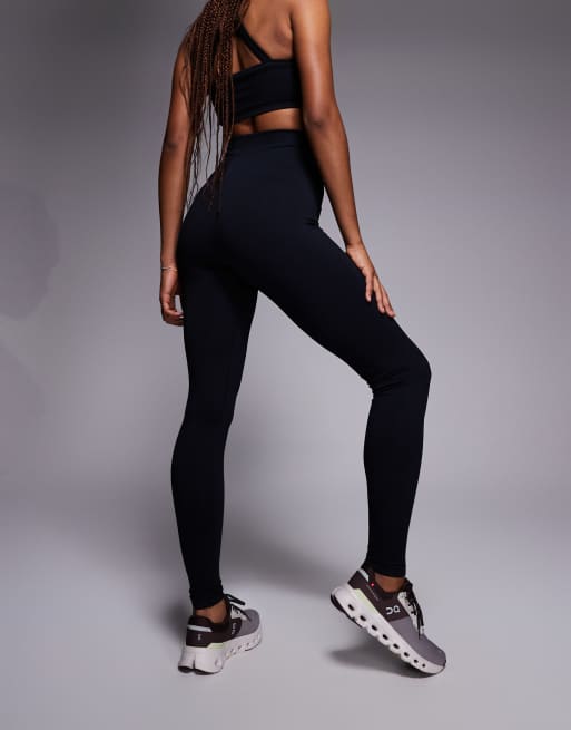4505 Tall seamless baby rib high waist gym leggings in black, 2 of 5