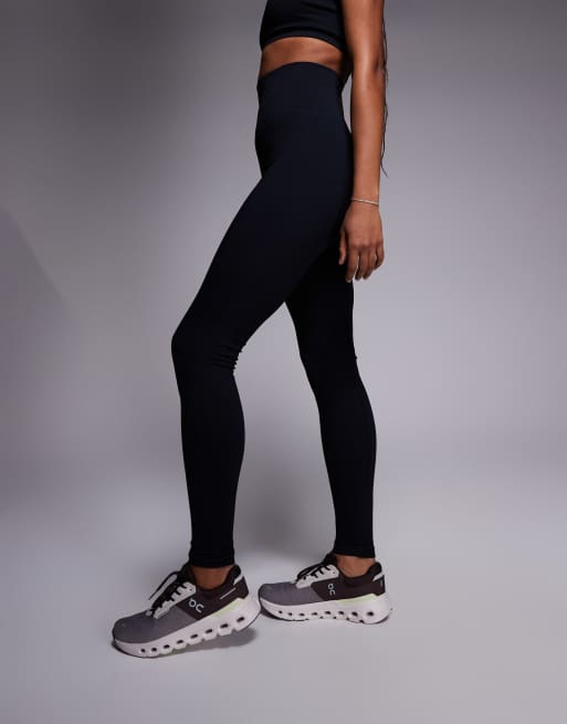 4505 Tall seamless baby rib high waist gym leggings in black, 5 of 5