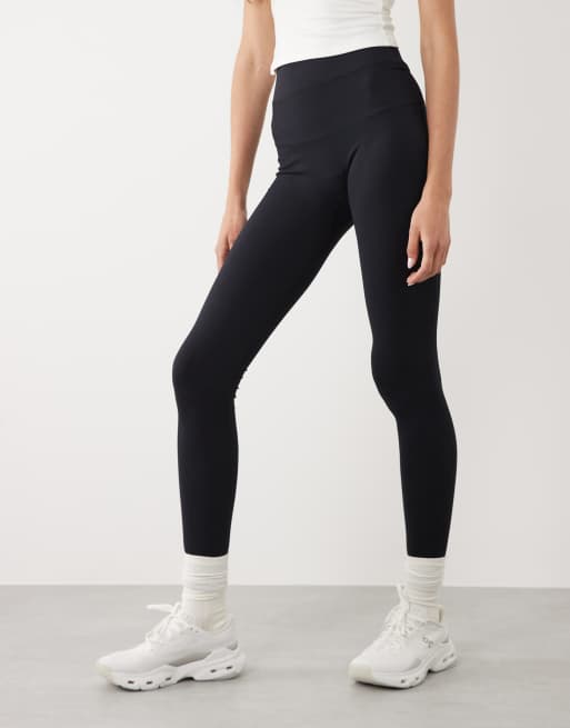 4505 Tall seamless baby rib wrap back high waist gym leggings in black, 2 of 5