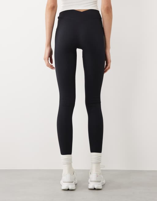 4505 Tall seamless baby rib wrap back high waist gym leggings in black, 5 of 5