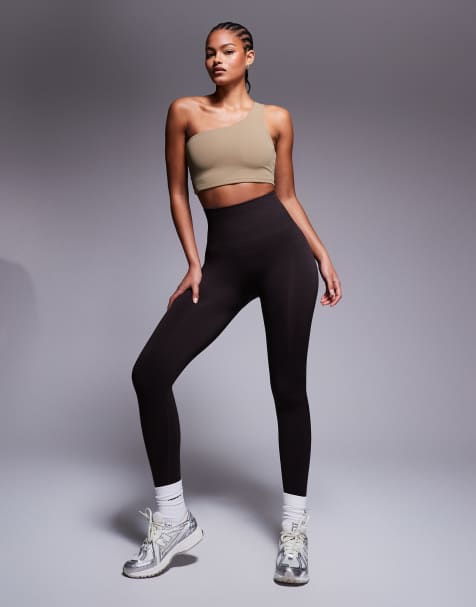 4505 Tall seamless deep high waist gym leggings in cocoa brown - view 1