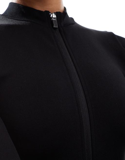 4505 Tall seamless zip front all-in-one jumpsuit in black | ASOS