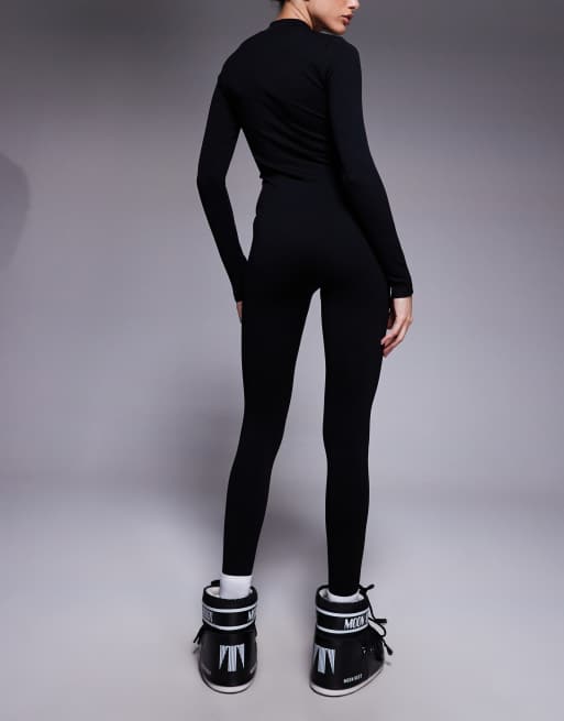 4505 Tall seamless zip front catsuit in black