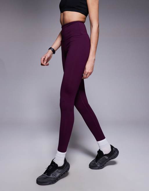 4505 Tall Ski fleece back base layer leggings with thermal treatment in plum, 4 of 5