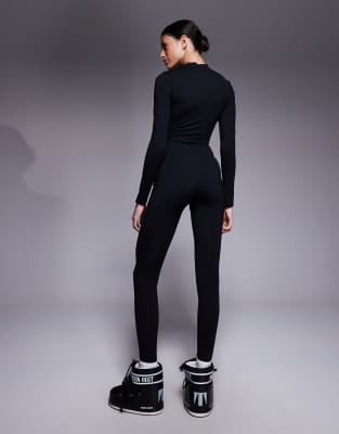 Asos 4505 Ski & Snow 4505 Tall Ski Fleece Back Base Layer Long Sleeve Unitard With Thermal Treatment In Black