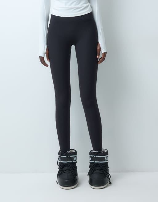 4505 Tall Ski termiske ribstrikkede leggings med fleecebagside som basislag i sort, 2 af 5
