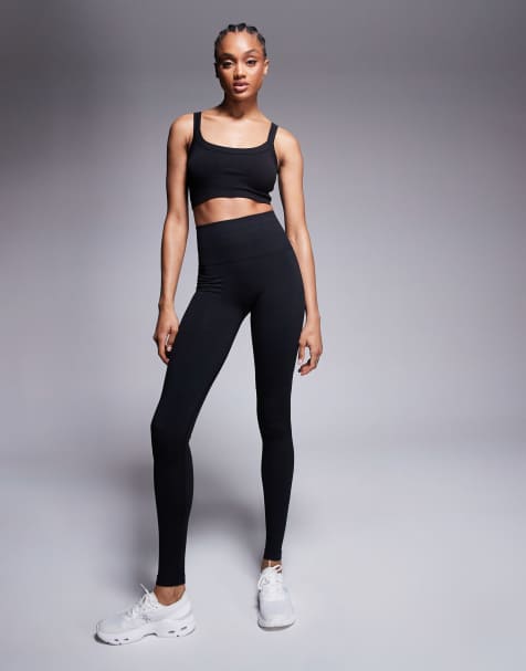 4505 Tall smooth seamless high waist gym leggings in black - view 1