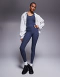 [ASOS] 4505 Tall soft touch rib high waist gym leggings in blue grey 14 Blue Grey