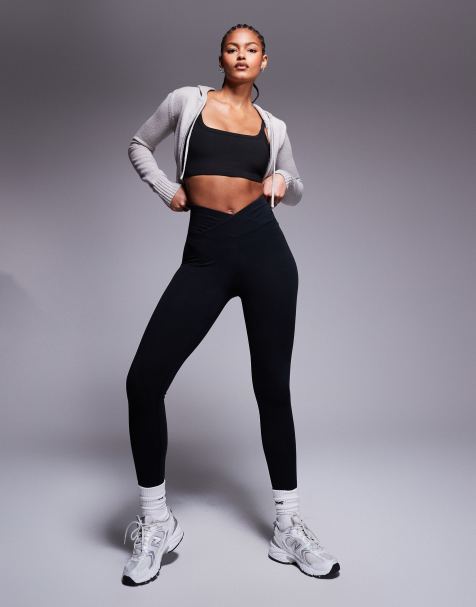 4505 Tall soft touch wrap waist yoga leggings in black - view 1