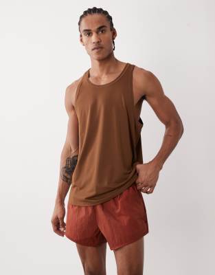 4505 Technical Nylon 3" Training Shorts With Zip Pockets In Brown