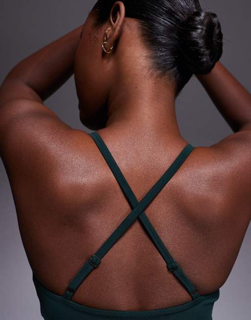 4505 Tennis active deep v cross back tank top in pine , 3 of 4