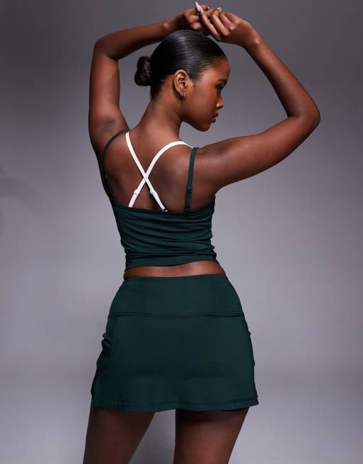 4505 Tennis active double layer tank with cross strap back in pine and white , 3 of 4