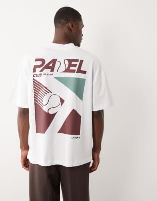 4505 Tennis Heavyweight Cotton Oversized T-shirt With Back Print In White