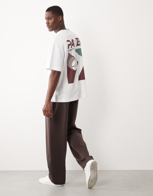4505 – Tennis – Vit t-shirt i oversize med tryck baktill av kraftig bomull , 2 av 5