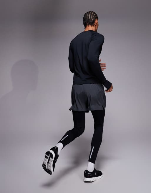 4505 Thermal running base layer tights with phone pocket in black, 4 of 5