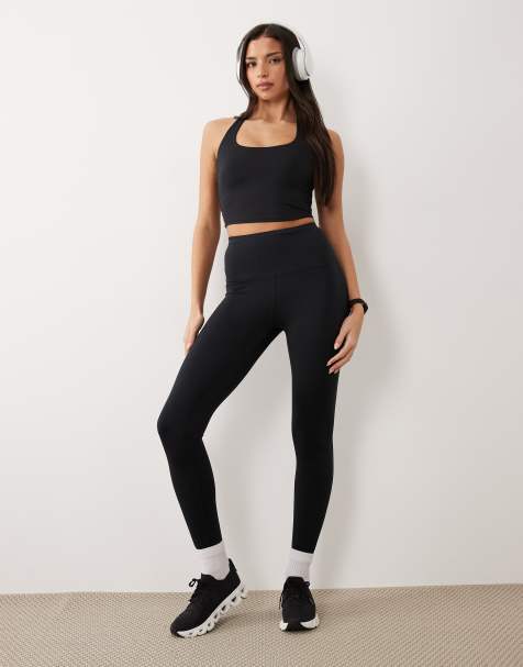 4505 Thermal running high waist legging with zip pocket in black - view 1