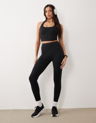 4505 Thermal Running High Waist Leggings With Zip Pocket In Black