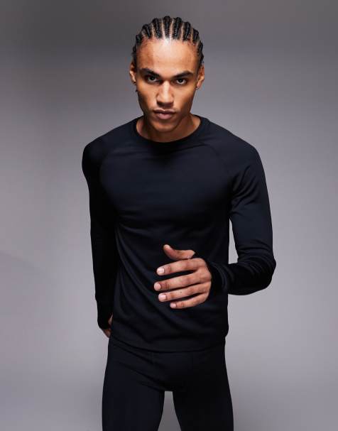 4505 thermal running long sleeve base layer top in black - view 1