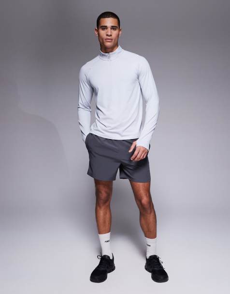 4505 - Top de sport à col zippé et manches longues en tissu à séchage rapide - Gris chiné - view 1
