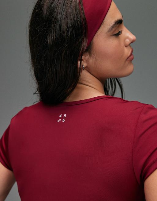 4505 - Top de sport à encolure carrée et mancherons - Rouge cerise, 3 de 4