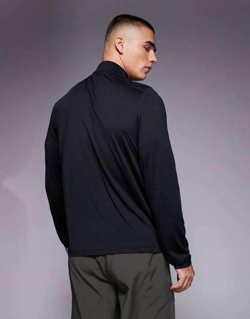 4505 - Top de sport à manches longues et col zippé en tissu séchage rapide - Noir , 2 de 4