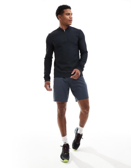 4505 - Top de sport slim côtelé à manches longues et col zippé - Noir, 2 de 4