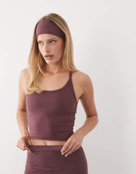 4505 - Top morado ciruela de tirantes para yoga con sujetador incorporado y tirantes ajustables de tejido suave Icon - view 1