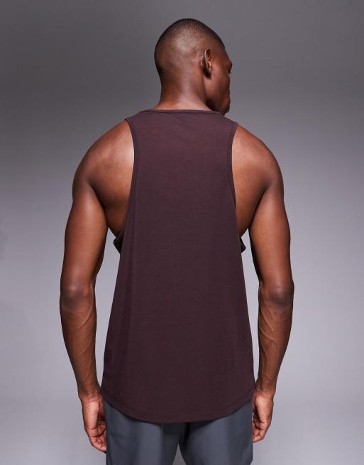 4505 - Top senza maniche bordeaux scuro in jersey tecnico quick dry con scollo rotondo e giromanica ampio, 3 di 5