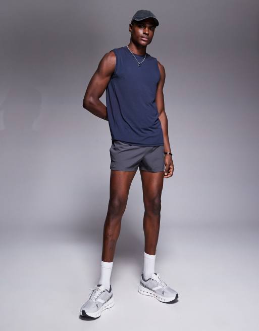 4505 - Top senza maniche da allenamento dritto tecnico blu navy notte quick dry