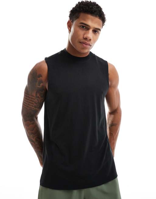 4505 - Top senza maniche da allenamento tecnico in jersey quick dry nero