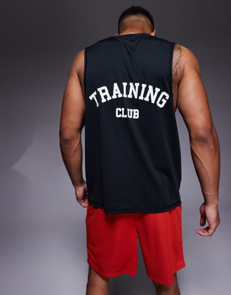 4505 Training Club back print mesh tank top in black - view 1