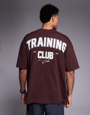 4505 Training Club Heavyweight Cotton Oversized T-shirt In Brown