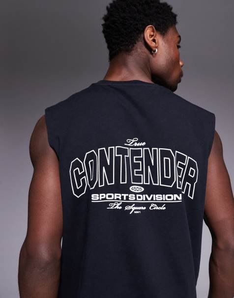 4505 training oversized back print cotton tank with quick dry finish in washed black - view 1