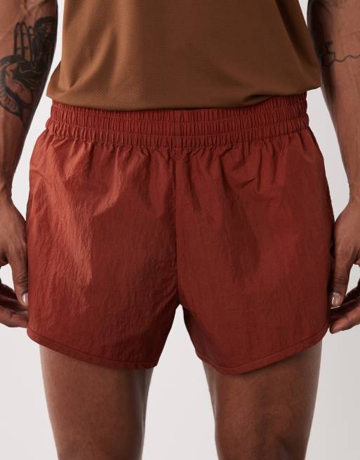 4505 - Trainingsshort van 8 cm technisch nylon met ritszakken in roestbruin, 5 van 5