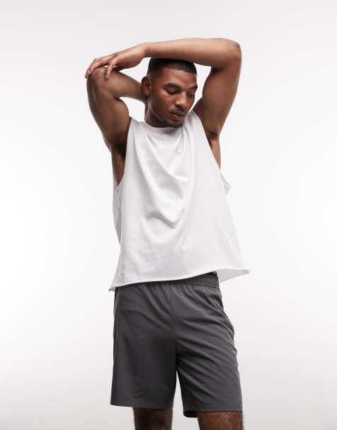 4505 - Trainingstanktop van sneldrogend katoen met onafgewerkte zoom in wit - view 1